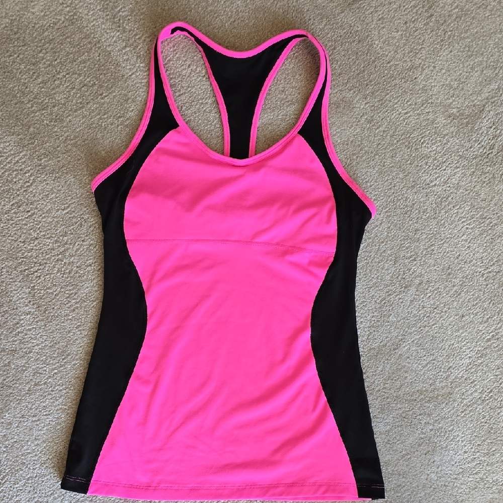 Victoria's Secret Pink and Black Racerback Tank Top